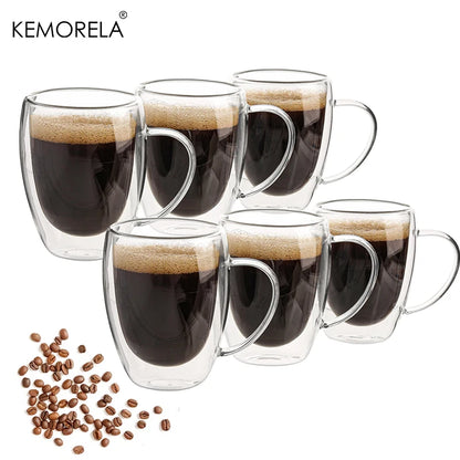 Double Wall 350ML Glass Coffee Mug Set