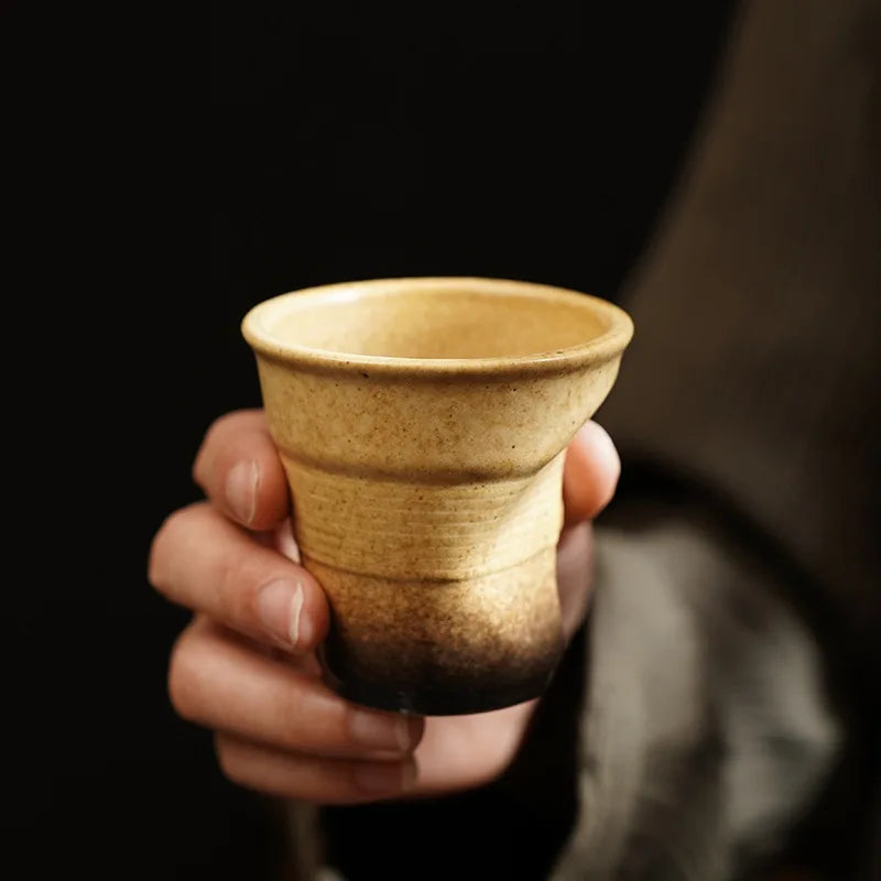 Retro Pleated Ceramic Espresso Cup