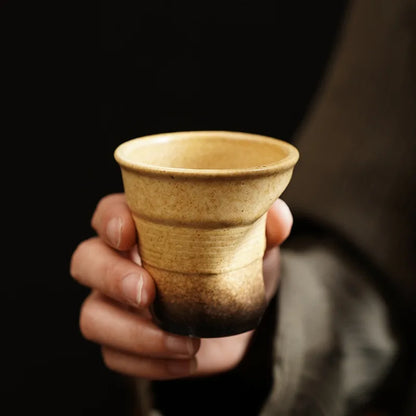 Retro Pleated Ceramic Espresso Cup