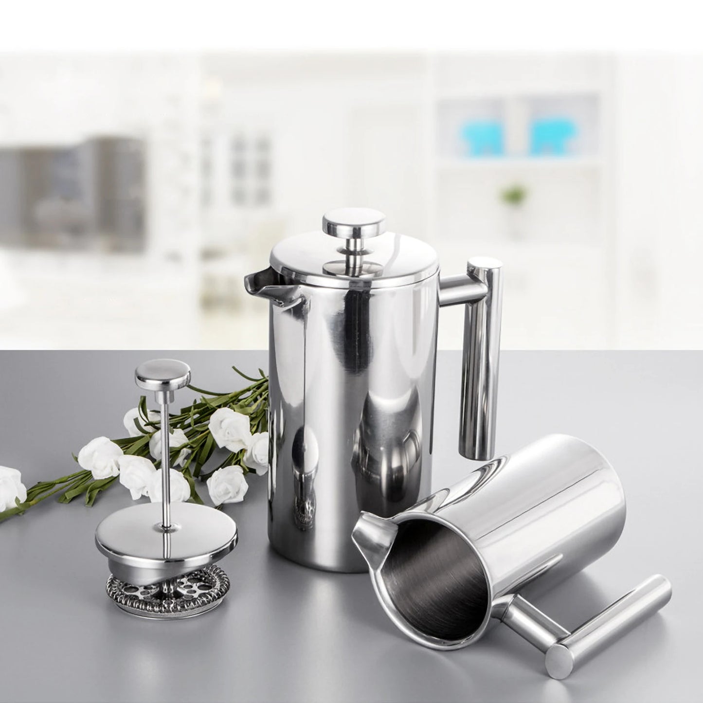 Stainless Steel Double-Wall French Press Coffee Maker