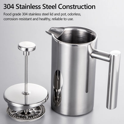 Stainless Steel Double-Wall French Press Coffee Maker