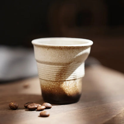 Retro Pleated Ceramic Espresso Cup