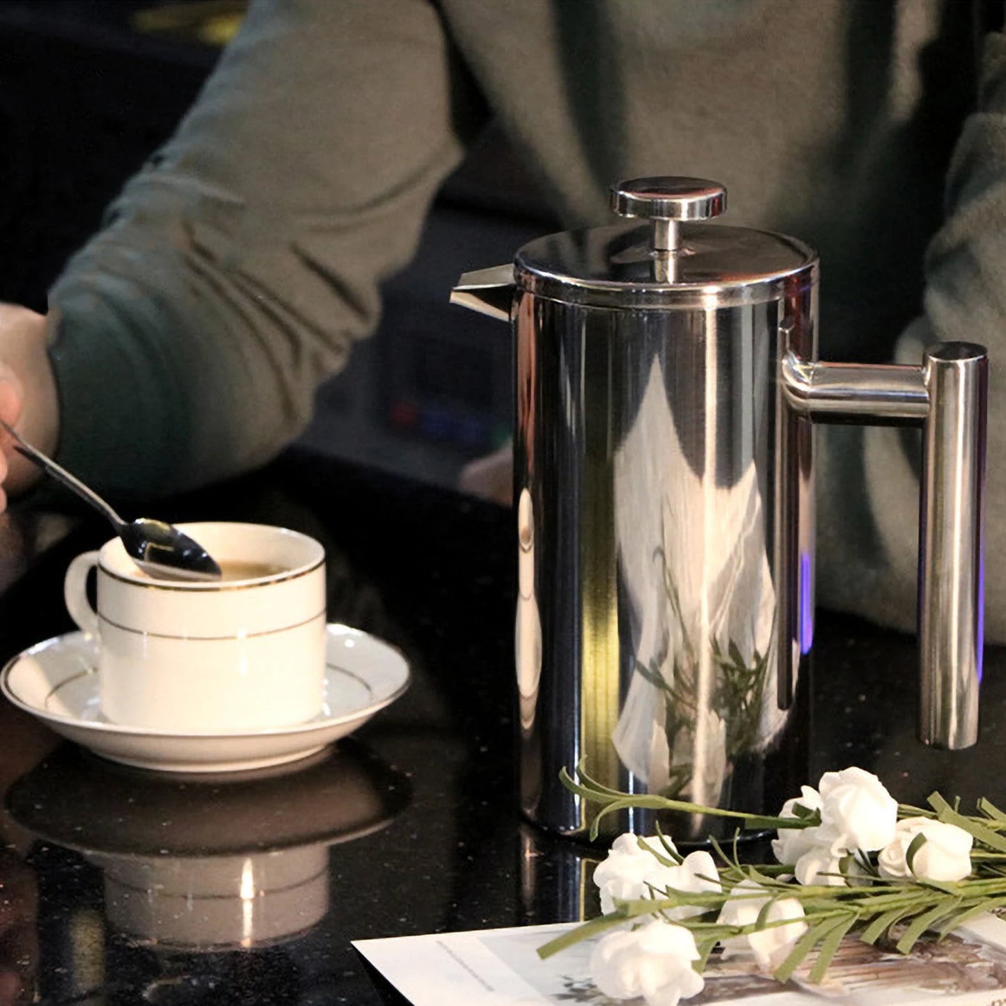 Stainless Steel Double-Wall French Press Coffee Maker