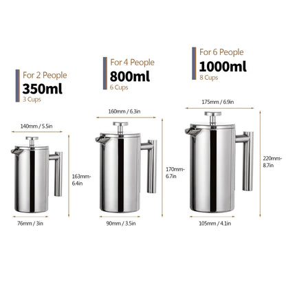 Stainless Steel Double-Wall French Press Coffee Maker