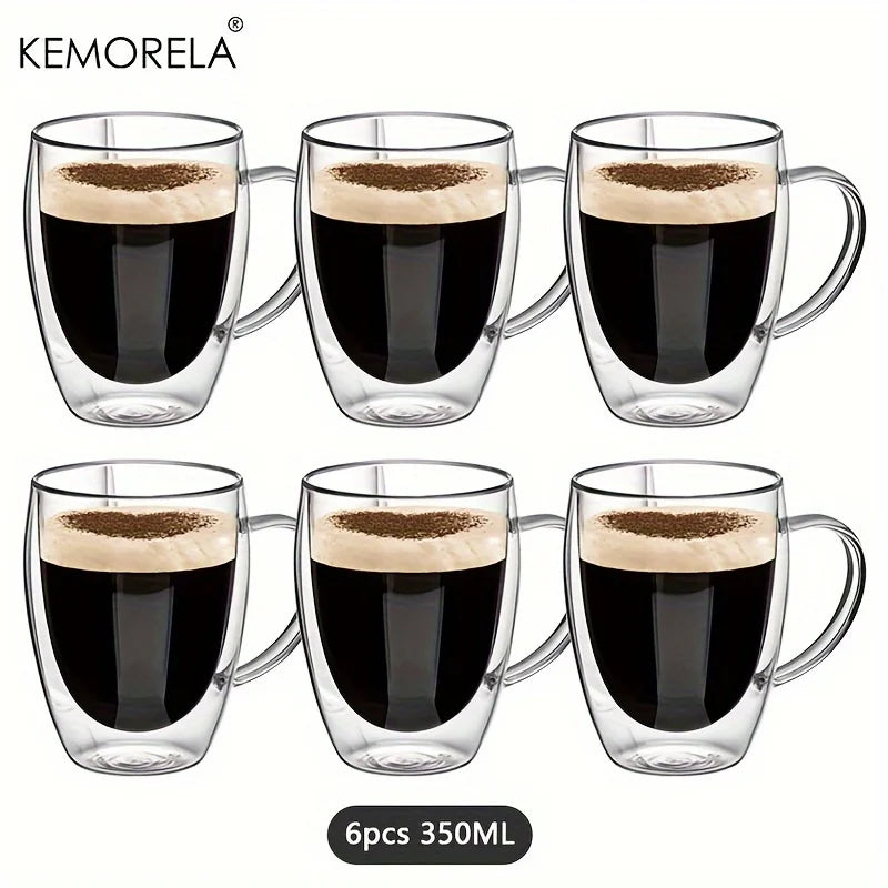Double Wall 350ML Glass Coffee Mug Set