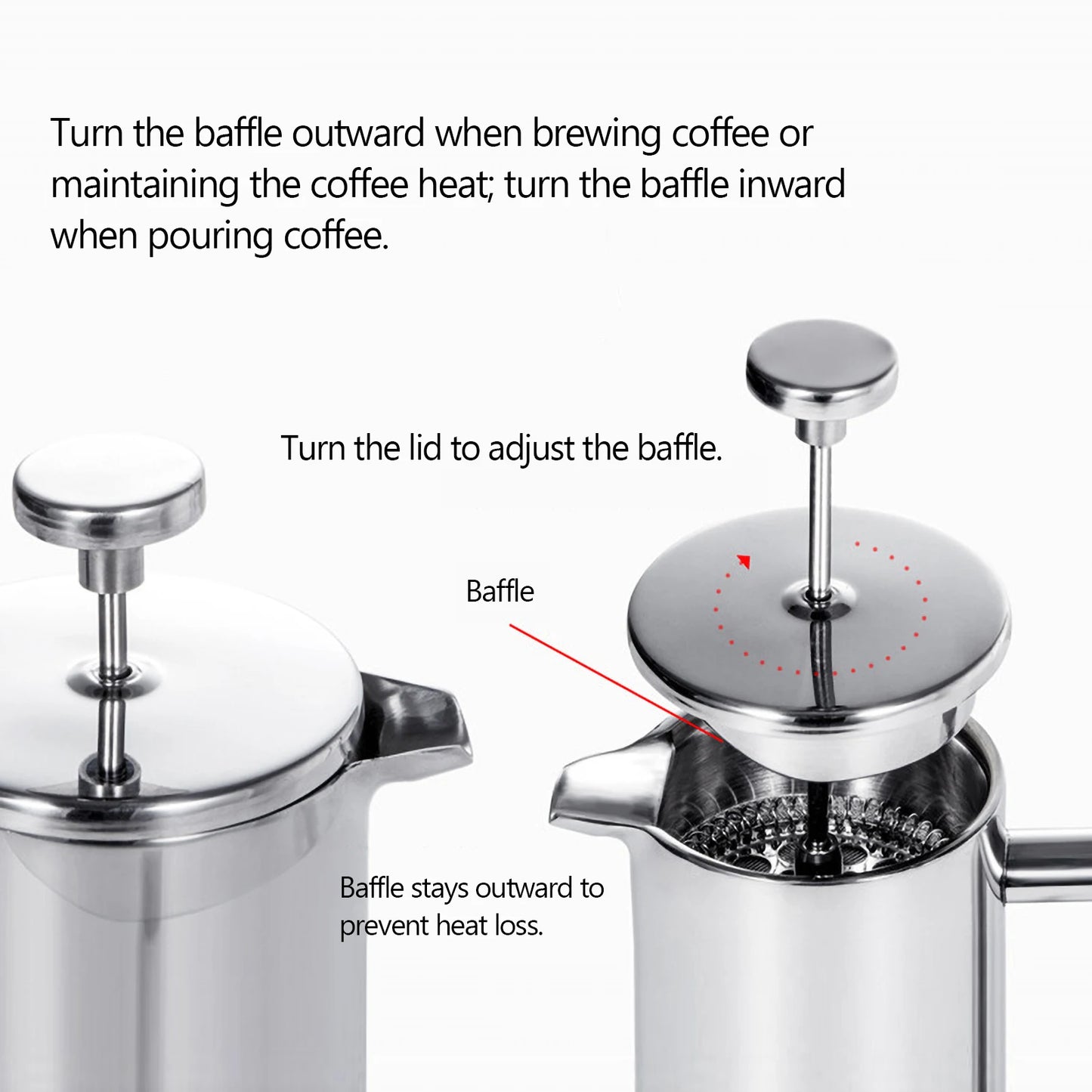 Stainless Steel Double-Wall French Press Coffee Maker