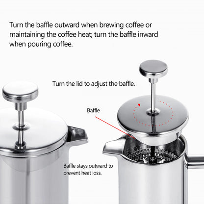 Stainless Steel Double-Wall French Press Coffee Maker