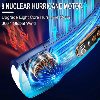 2025 Portable Bladeless Neck Fan – Rechargeable, 5-Speed Cooling with Digital Display