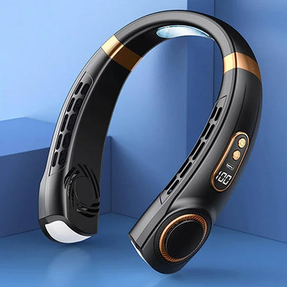 2025 Portable Bladeless Neck Fan – Rechargeable, 5-Speed Cooling with Digital Display