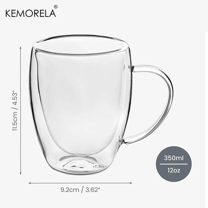 Double Wall 350ML Glass Coffee Mug Set
