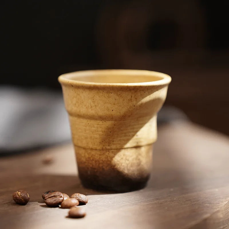 Retro Pleated Ceramic Espresso Cup