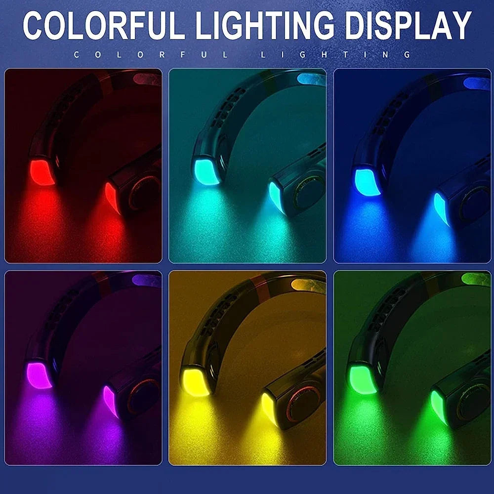 2025 Portable Bladeless Neck Fan – Rechargeable, 5-Speed Cooling with Digital Display