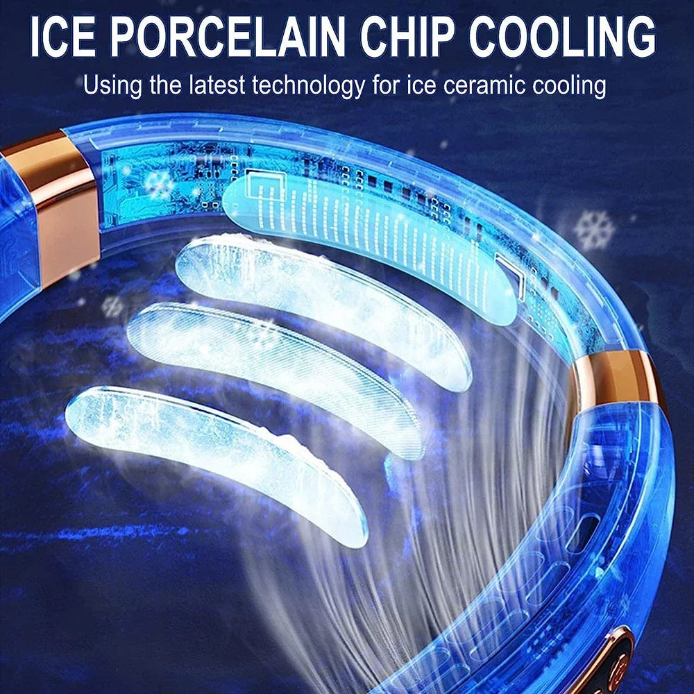 2025 Portable Bladeless Neck Fan – Rechargeable, 5-Speed Cooling with Digital Display