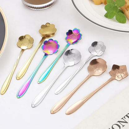 8-Piece Stainless Steel Flower Teaspoon Set