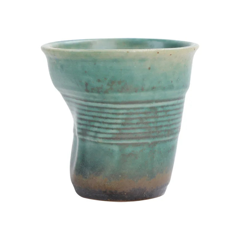 Retro Pleated Ceramic Espresso Cup
